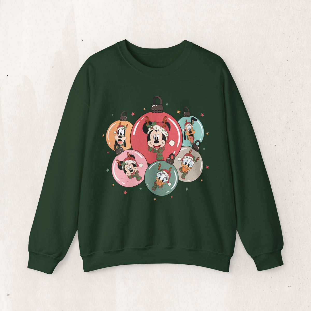 Mickey and Friends Holiday Ornament Sweatshirt – Forest Green