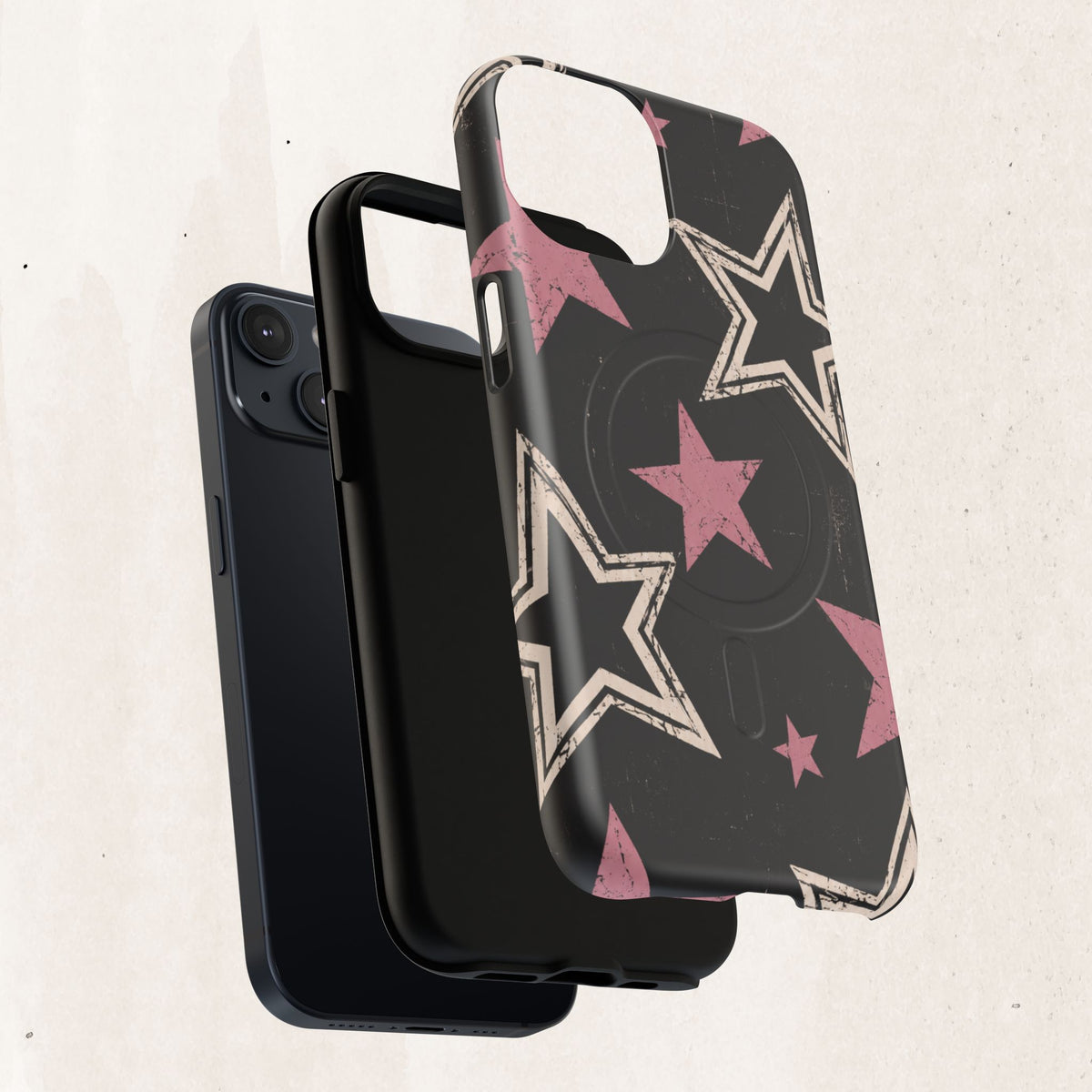 Magnetic Phone Case — Pink Retro Stars Tough Protective Cover Printify