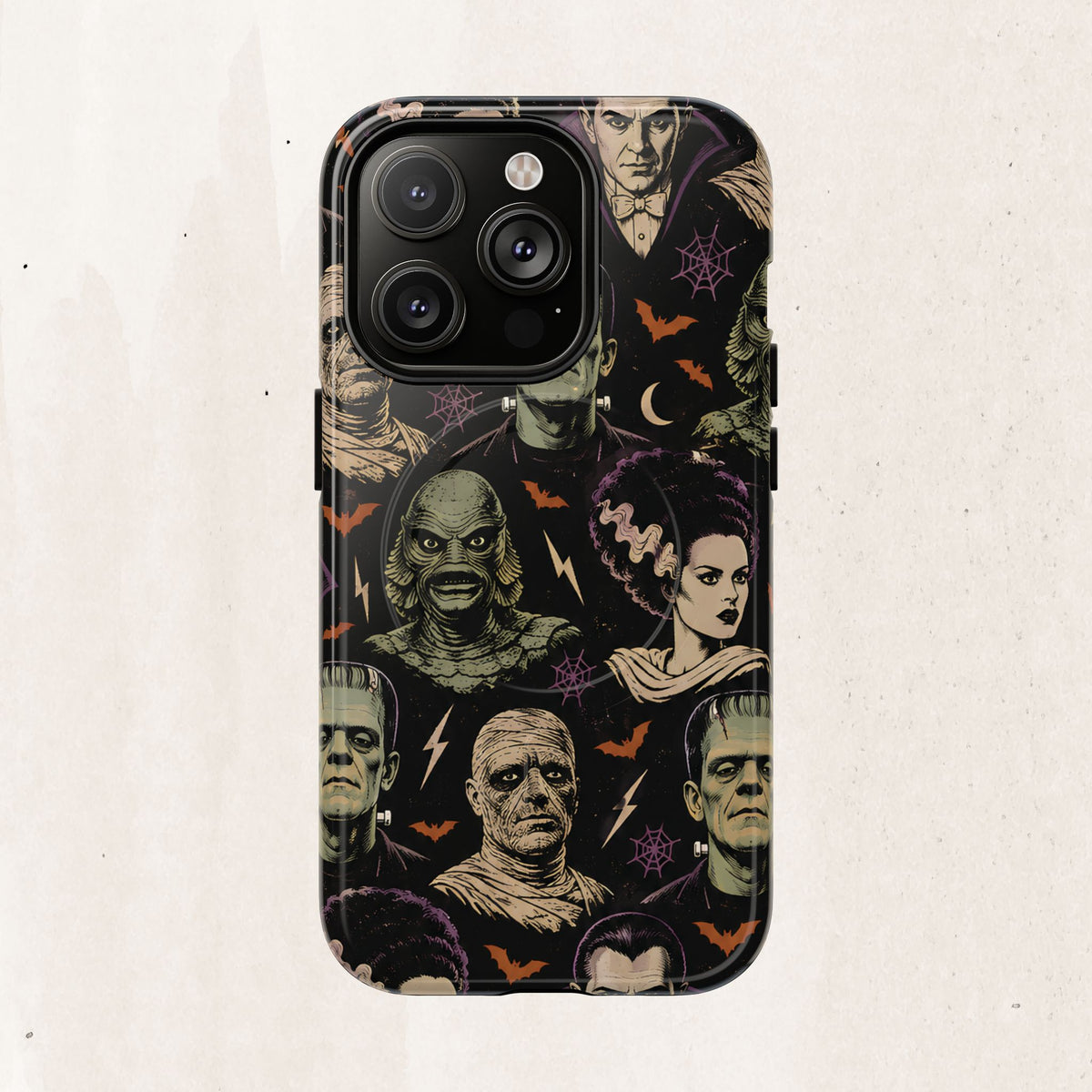 Monster Mash Magnetic Phone Case — Retro Classic Horror Collage