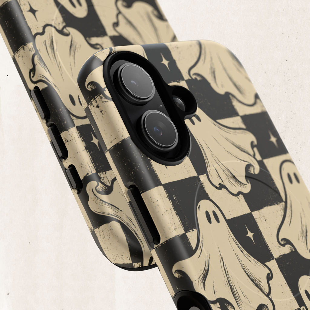 Ghost Checker Tough Magnetic Phone Case — Retro Spooky iPhone Cover Printify
