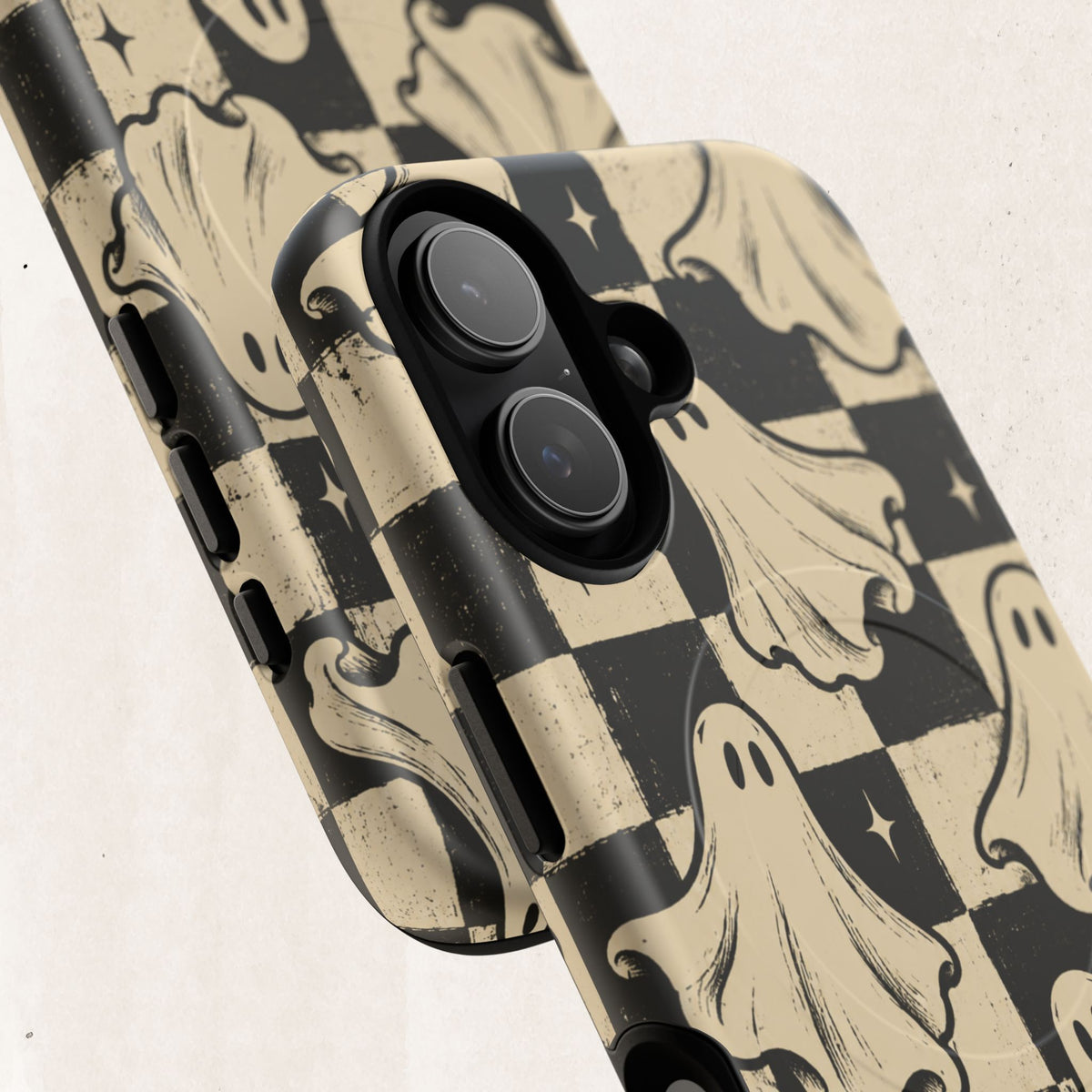 Ghost Checker Tough Magnetic Phone Case — Retro Spooky iPhone Cover Printify