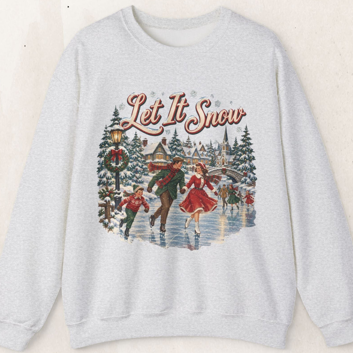 Let It Snow Christmas Sweatshirt, Winter Wonderland Ice Skating Crewneck