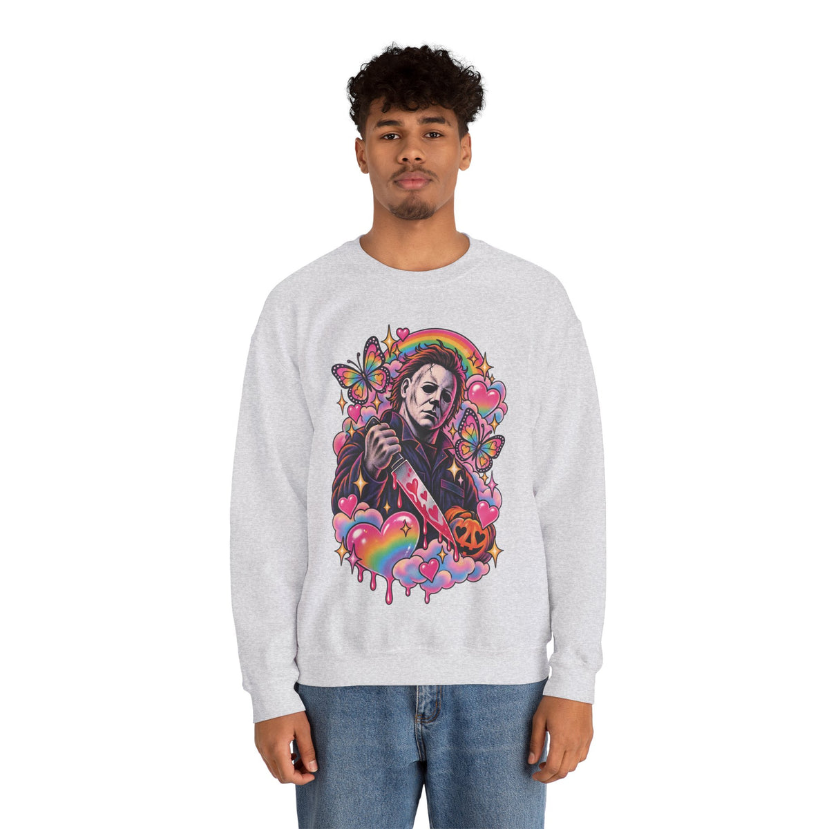 Colorful Michael Myers Horror Heart Crewneck
