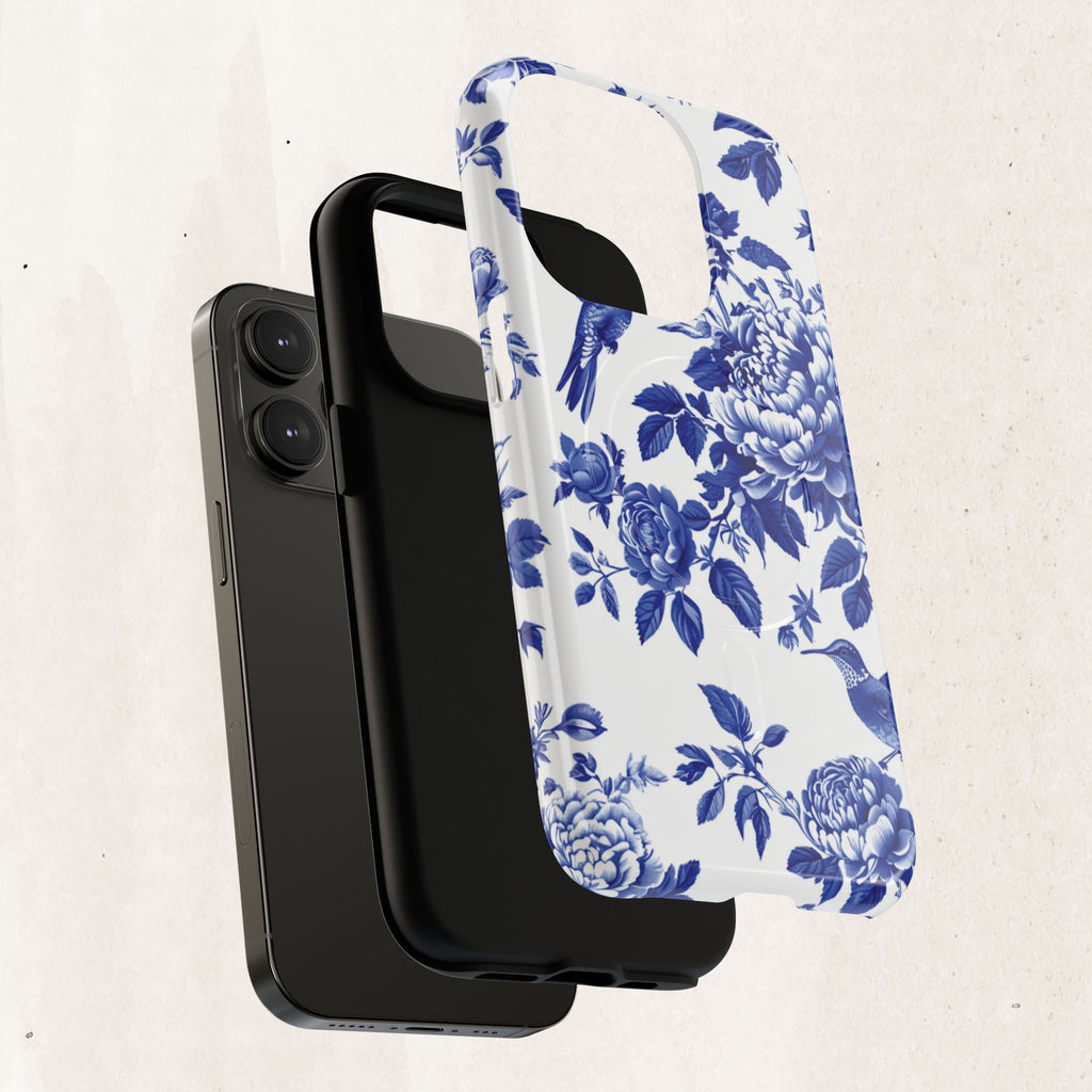 Blue Floral Bird Tough Magnetic Phone Case