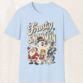 Frosty the Snowman Christmas Tee – Vintage Holiday Shirt – Light Blue