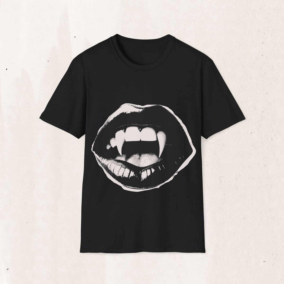 Vampire Fangs Graphic Tee – Gothic Lips & Fangs Shirt – Black