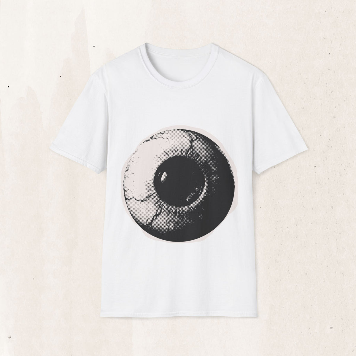 Surreal Eyeball Graphic Tee – Artsy Mid-Century Eye Shirt – White