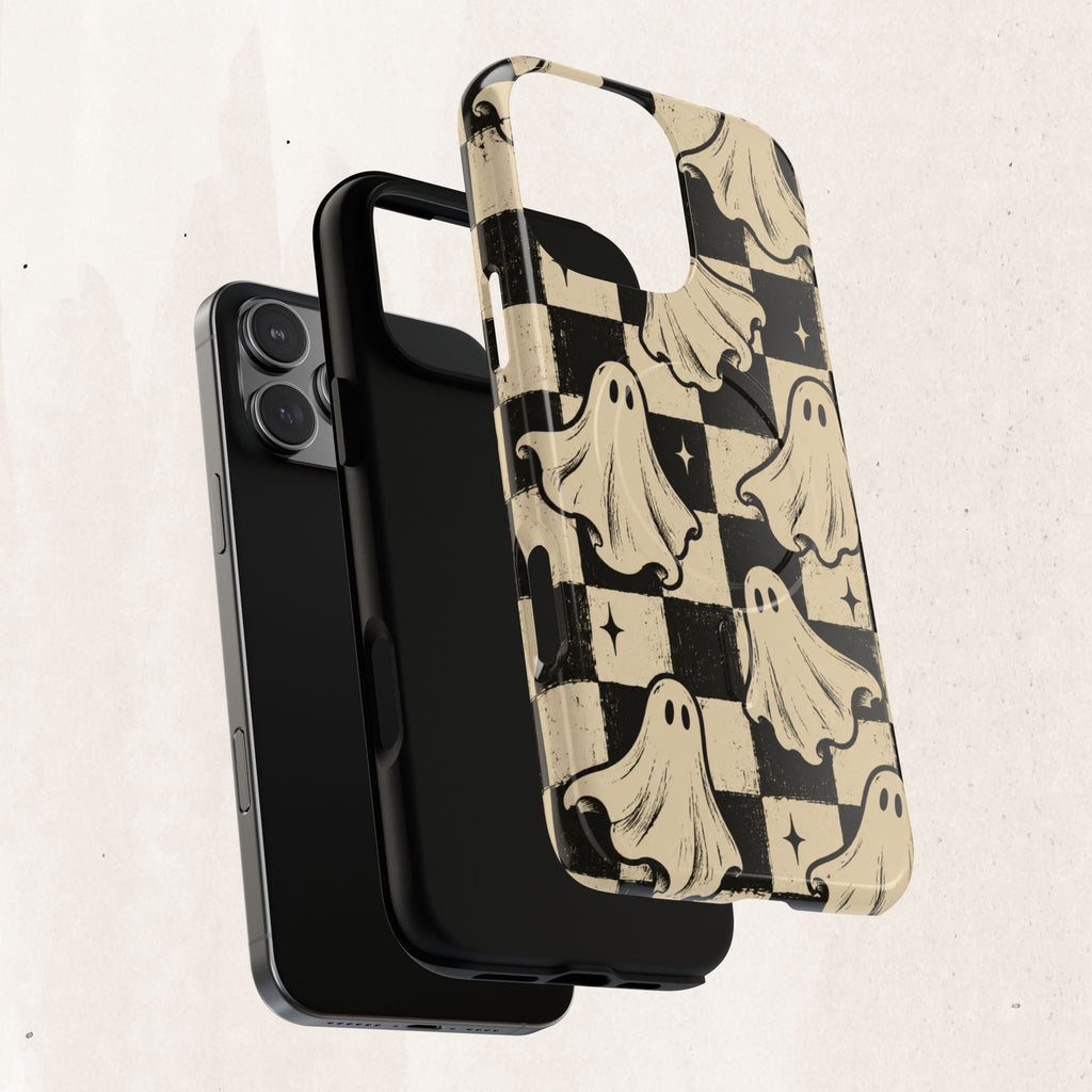 Ghost Checker Tough Magnetic Phone Case — Retro Spooky iPhone Cover Printify