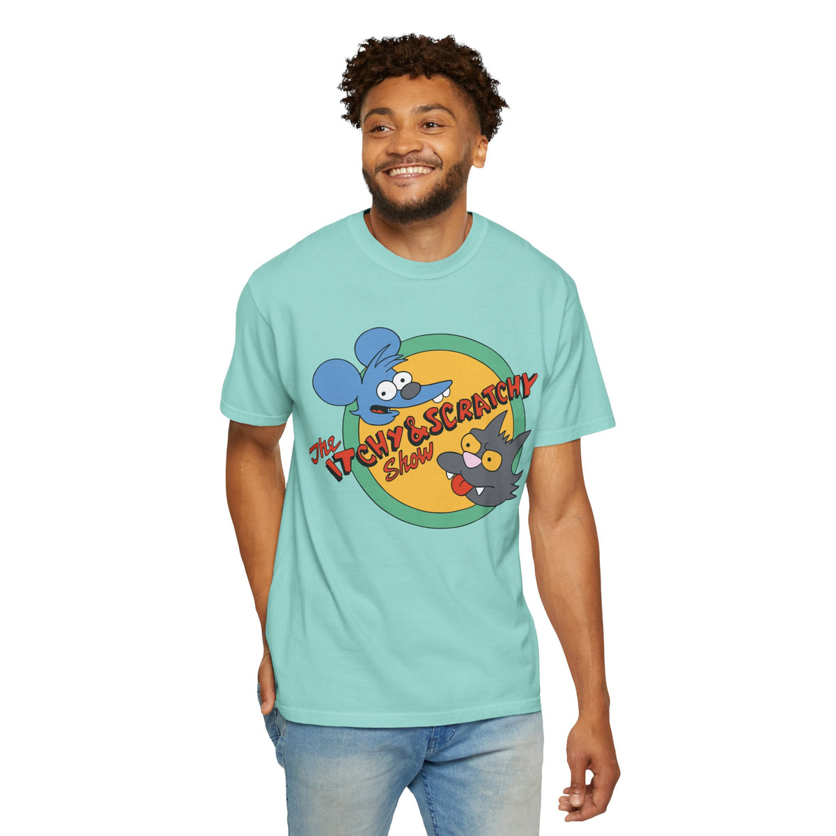 The Itchy & Scratchy Show Cartoon T-Shirt in Navy, alternate view