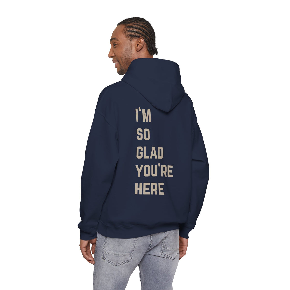 I'm So Glad You're Here Hoodie | Suicide Awareness Back Print Pullover