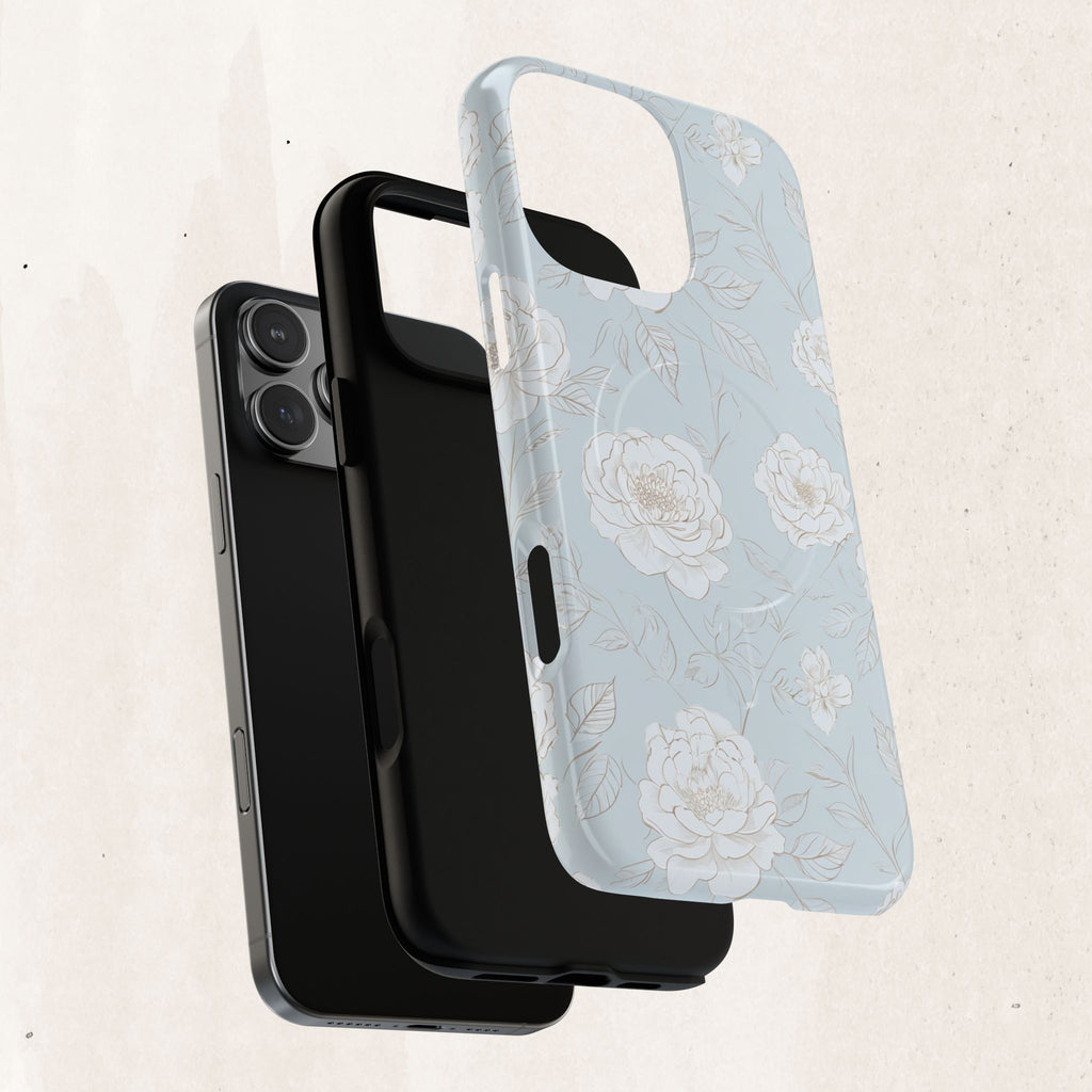 Blue Floral Tough Magnetic Phone Case