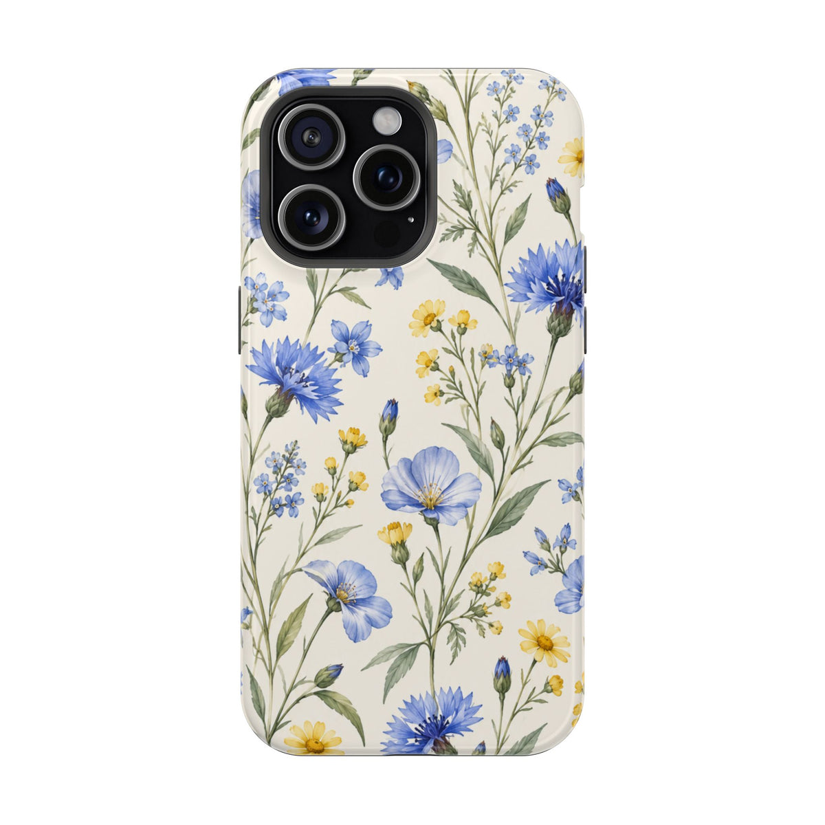 Floral Blue Cornflower Tough Magnetic Phone Case, alternate view