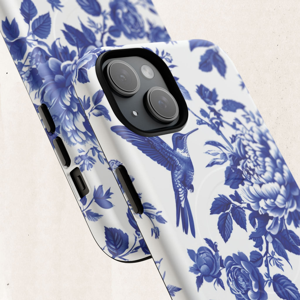 Blue Floral Bird Tough Magnetic Phone Case