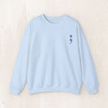 Purple and teal flag semicolon suicide awareness crewneck sweatshirt in light blue