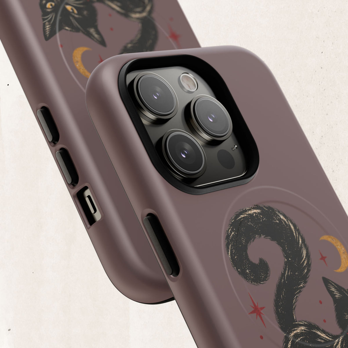 Magnetic Phone Case — Black Cat in Red Boots Design
