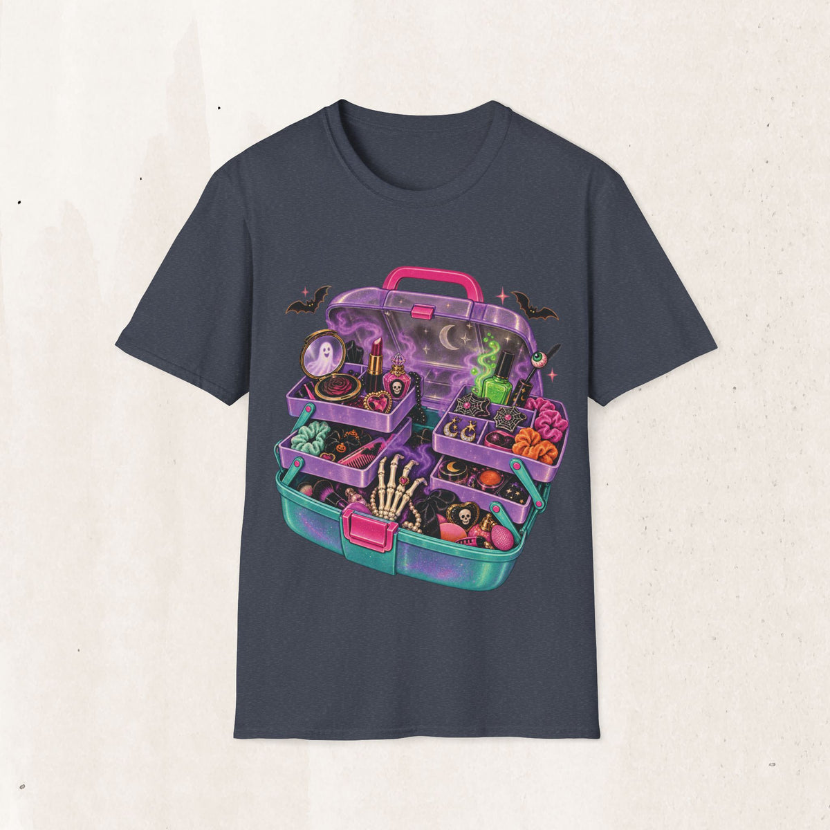 Witchy Makeup Case T‑Shirt — Spooky CABOODLE Kit Graphic Tee