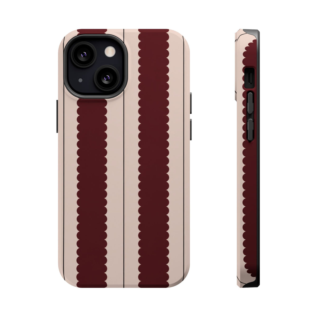 Burgundy Scallop Stripe Magnetic Phone Case, alternate view