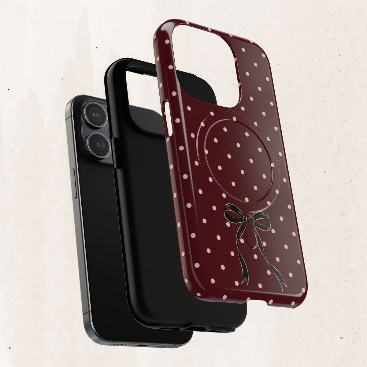 Burgundy Polka Dot Magnetic Phone Case Printify