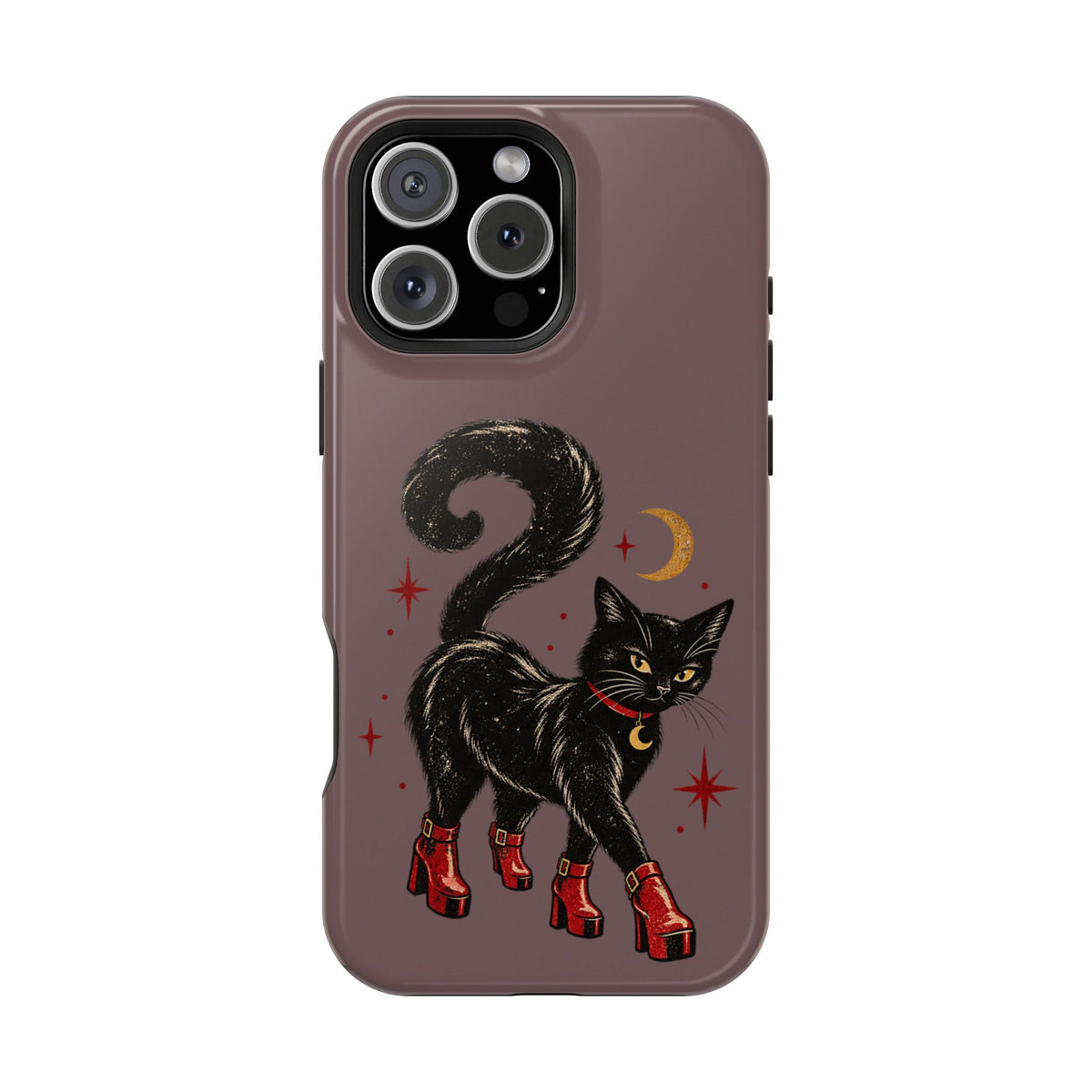 Black Cat in Red Boots MagSafe Phone Case, alternate view