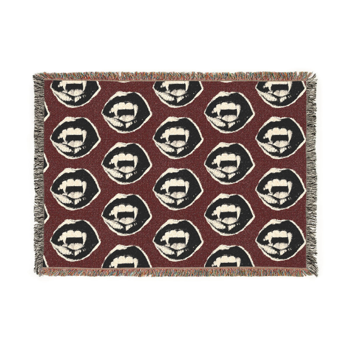 Vampire Fangs Woven Blanket Printify
