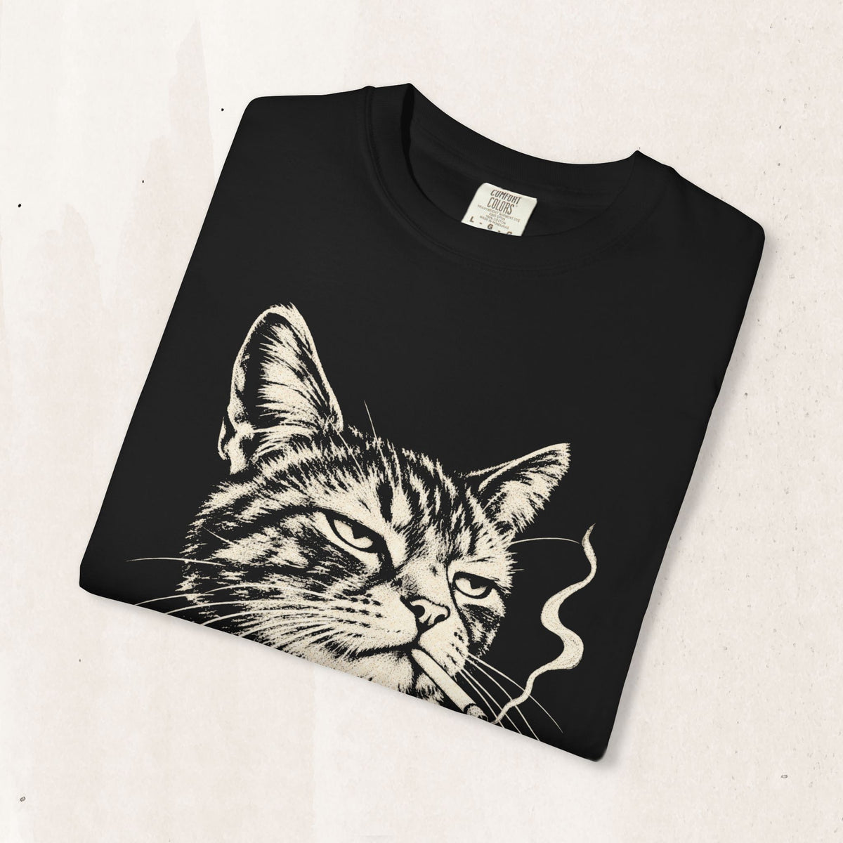Smoking Cat Graphic Tee in Black, alternate view