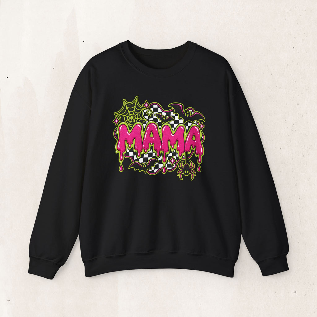 Neon Drip Checkerboard "Mama" Design Sweatshirt