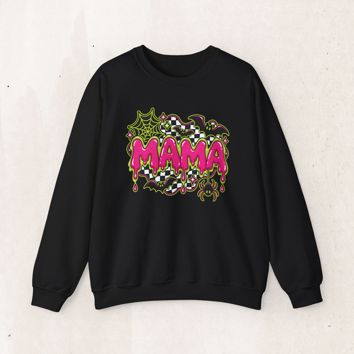 Neon Drip Checkerboard "Mama" Design Sweatshirt