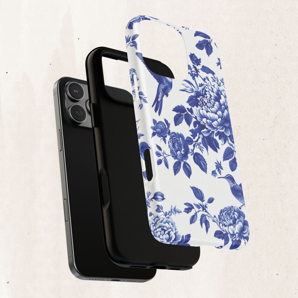 Blue Floral Bird Tough Magnetic Phone Case