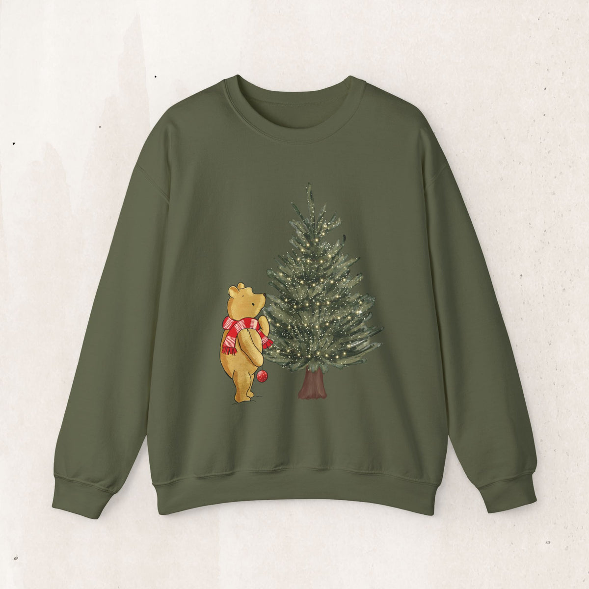 Christmas Winnie the Pooh and Christmas Tree Sweatshirt, Pooh Bear Christmas Crewneck
