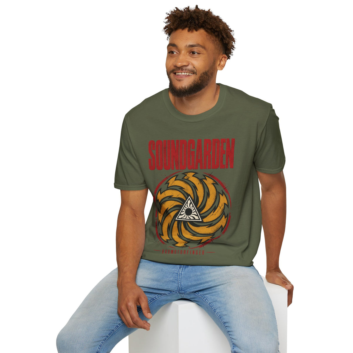 Soundgarden Vintage Band Tee in Military Green, alternate view