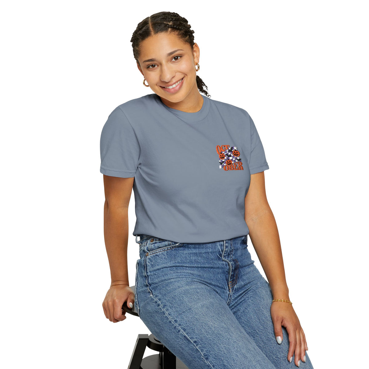Embroidered Retro "October" Halloween Tee