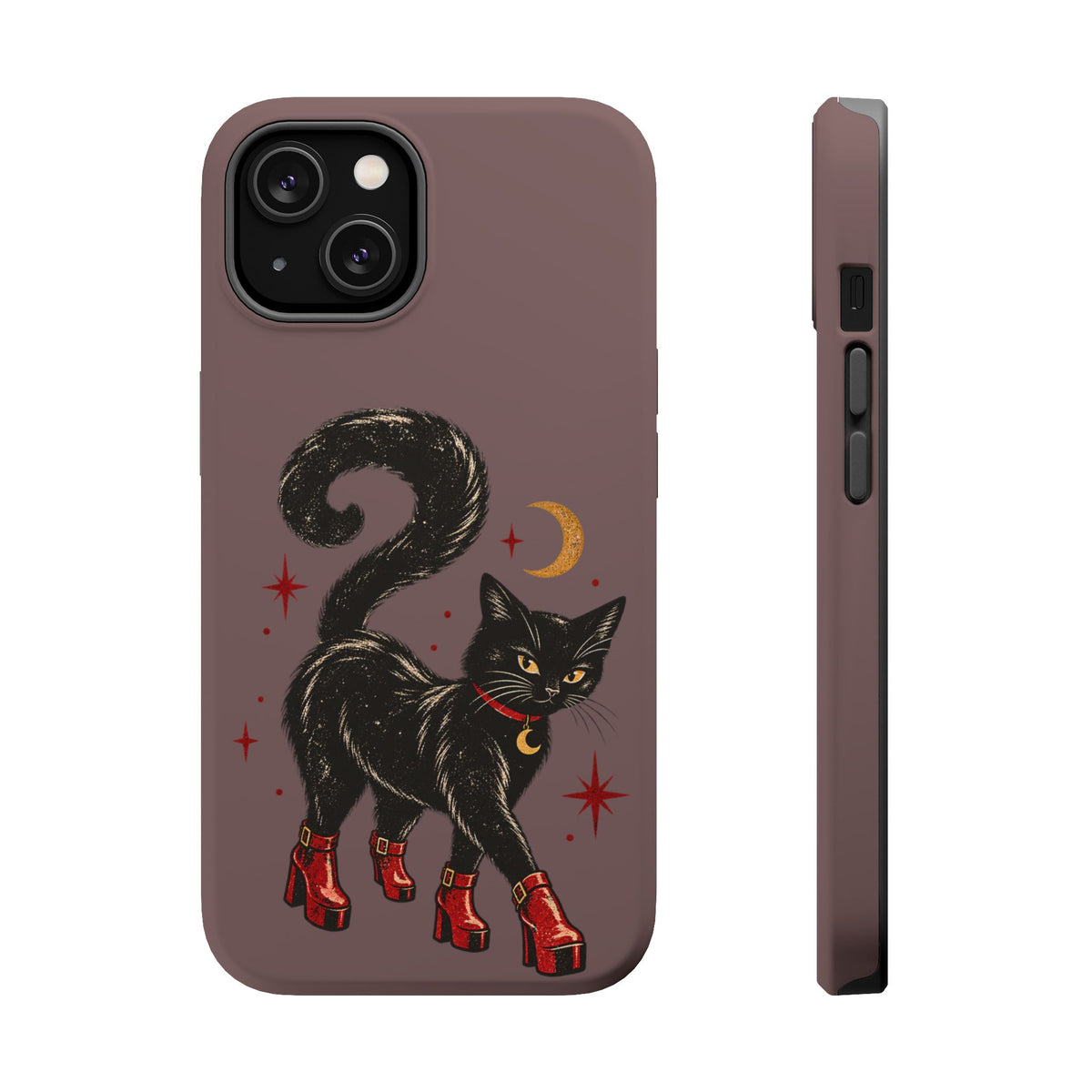 Black Cat in Red Boots MagSafe Phone Case, alternate view