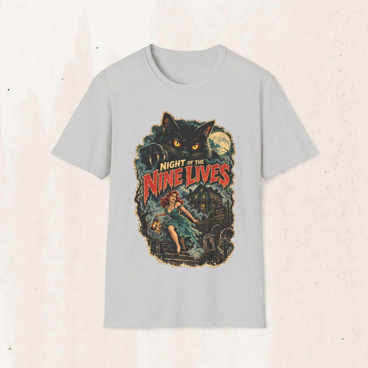 Night of the Nine Lives Cat Graphic T-Shirt