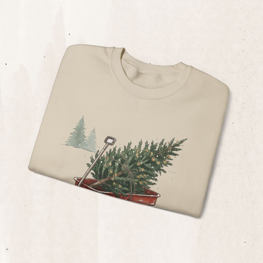 Vintage Christmas Tree Wagon Crewneck Sweatshirt Printify