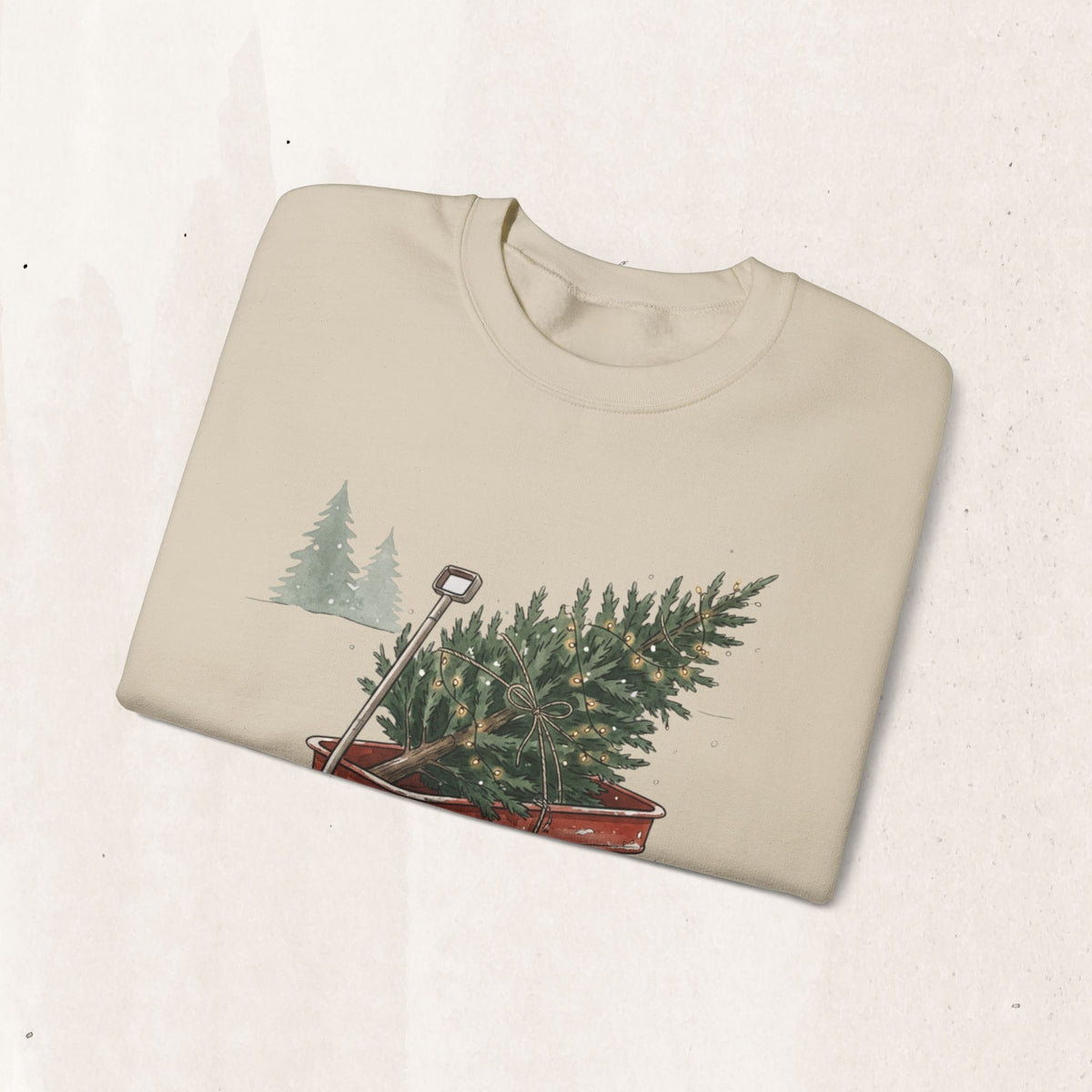 Vintage Christmas Tree Wagon Crewneck Sweatshirt Printify