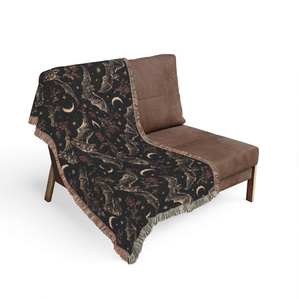 Gothic Bats Woven Throw Blanket Printify