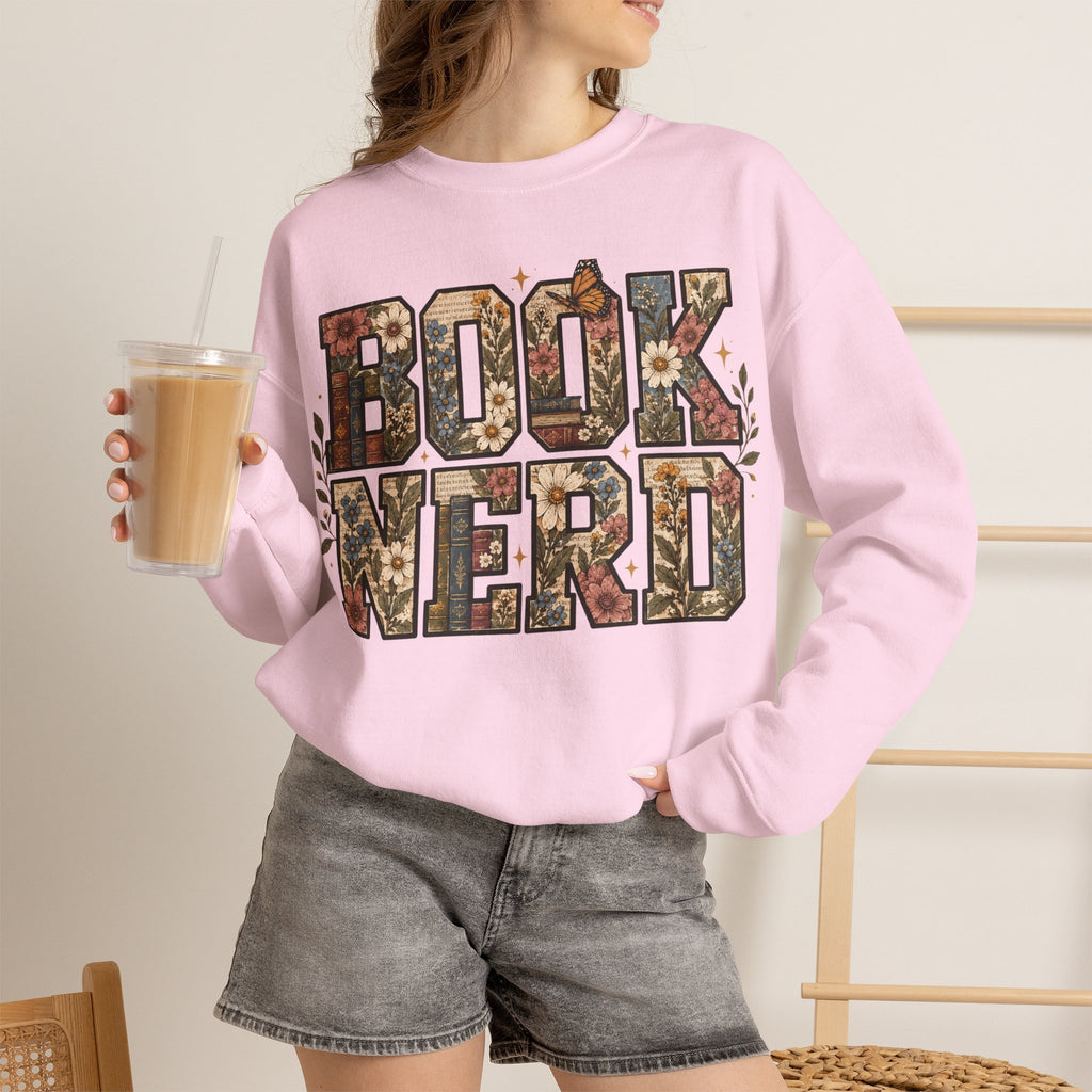 Floral Book Nerd Crewneck Sweatshirt