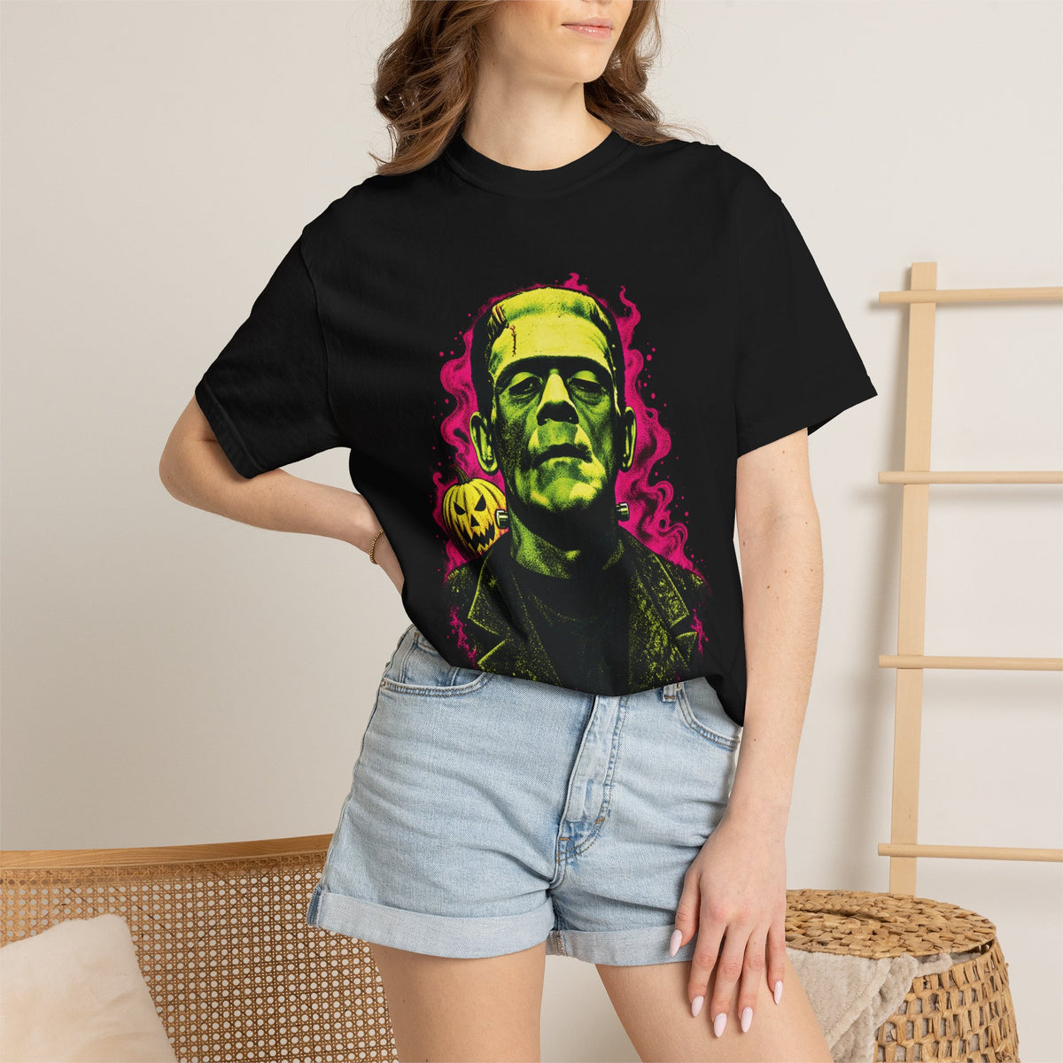 Frankenstein Neon Horror Tee