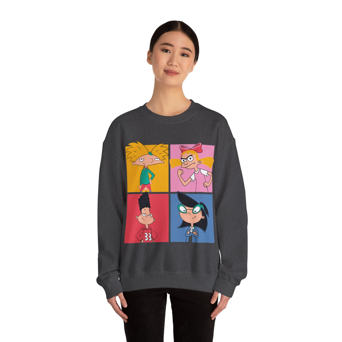 Retro Cartoon Character Collage Sweatshirt, Nostalgic Cartoon Crewneck