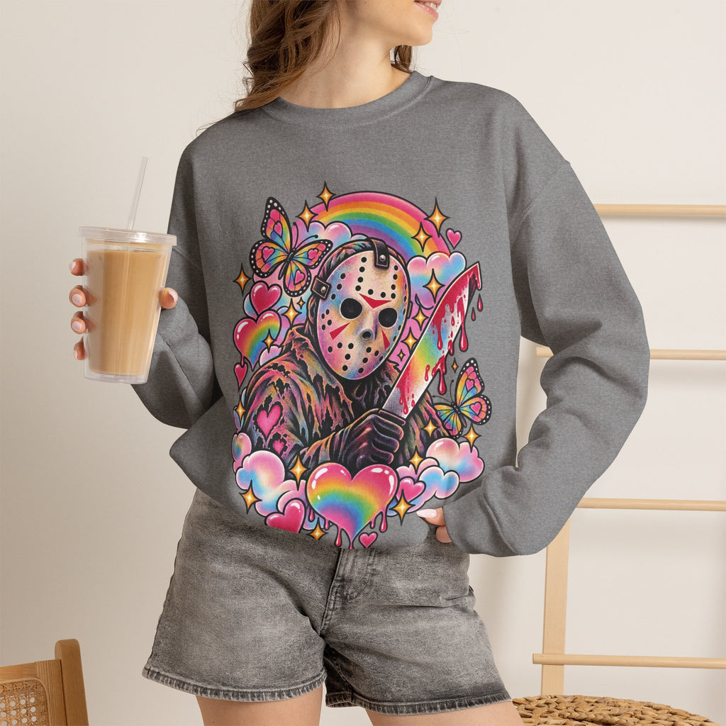 Jason Mask Rainbow Horror Crewneck Sweatshirt