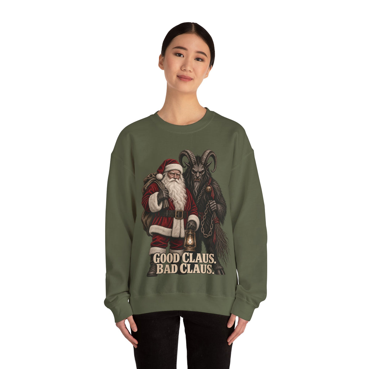 Krampus & Santa Claus Christmas Crewneck Sweater