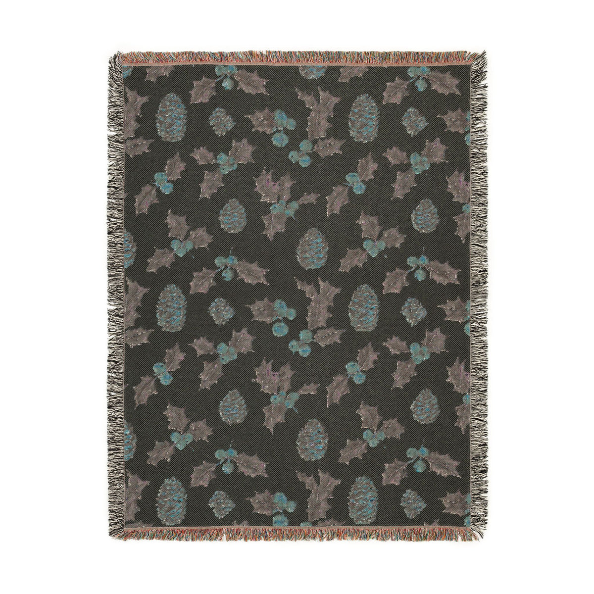 Pinecone & Holly Woven Blanket