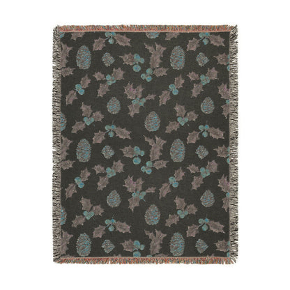 Pinecone & Holly Woven Blanket
