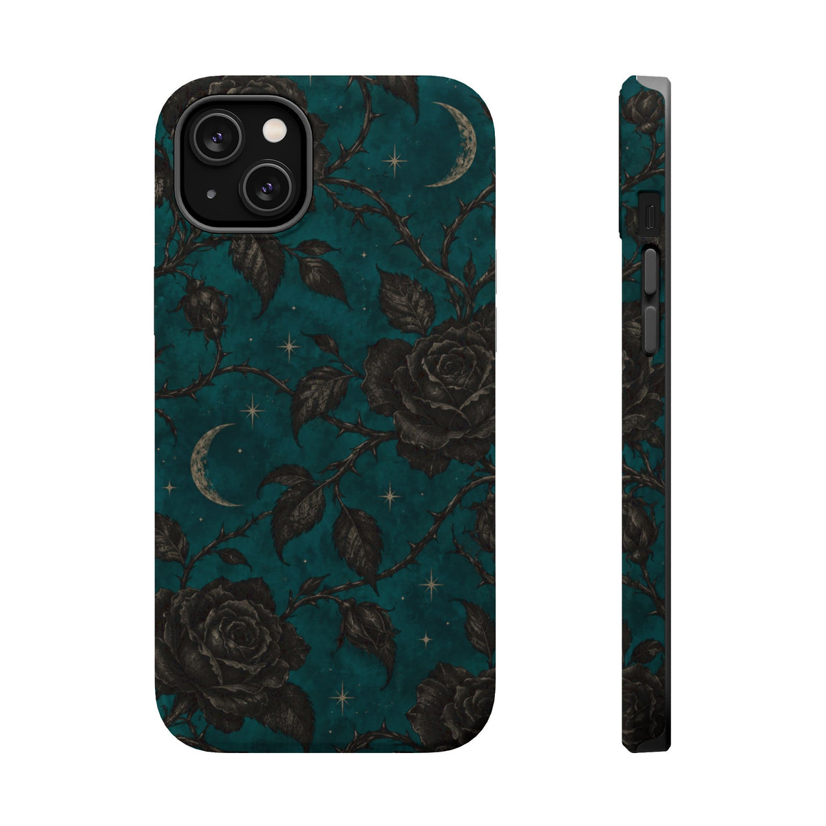 Teal Moon & Black Rose Magnetic Phone Case, alternate view