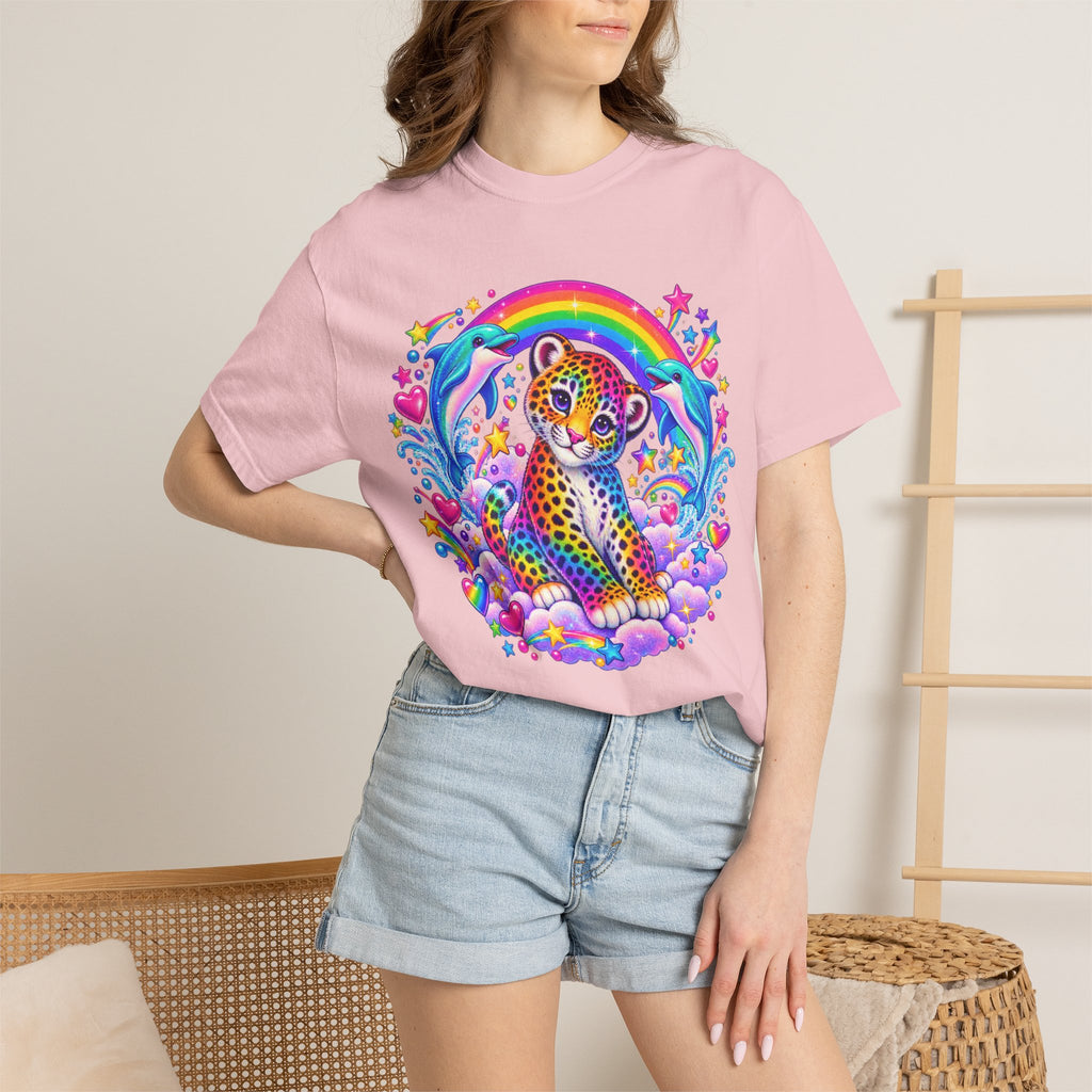 Lisa Frank Inspired Leopard Rainbow Tee