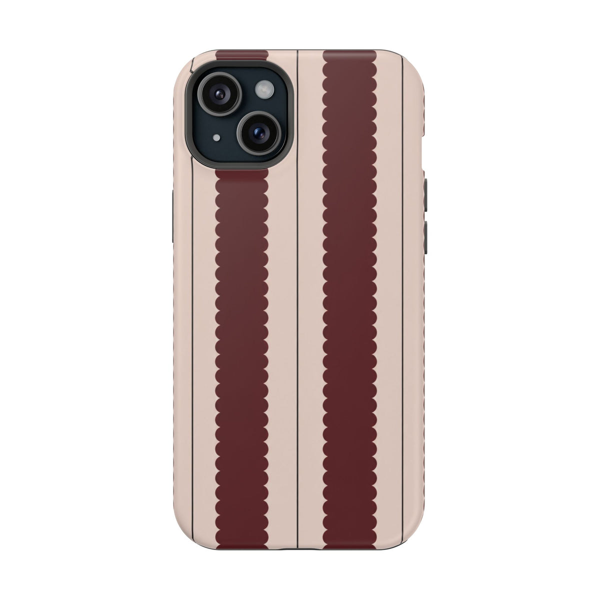 Burgundy Scallop Stripe Magnetic Phone Case, alternate view