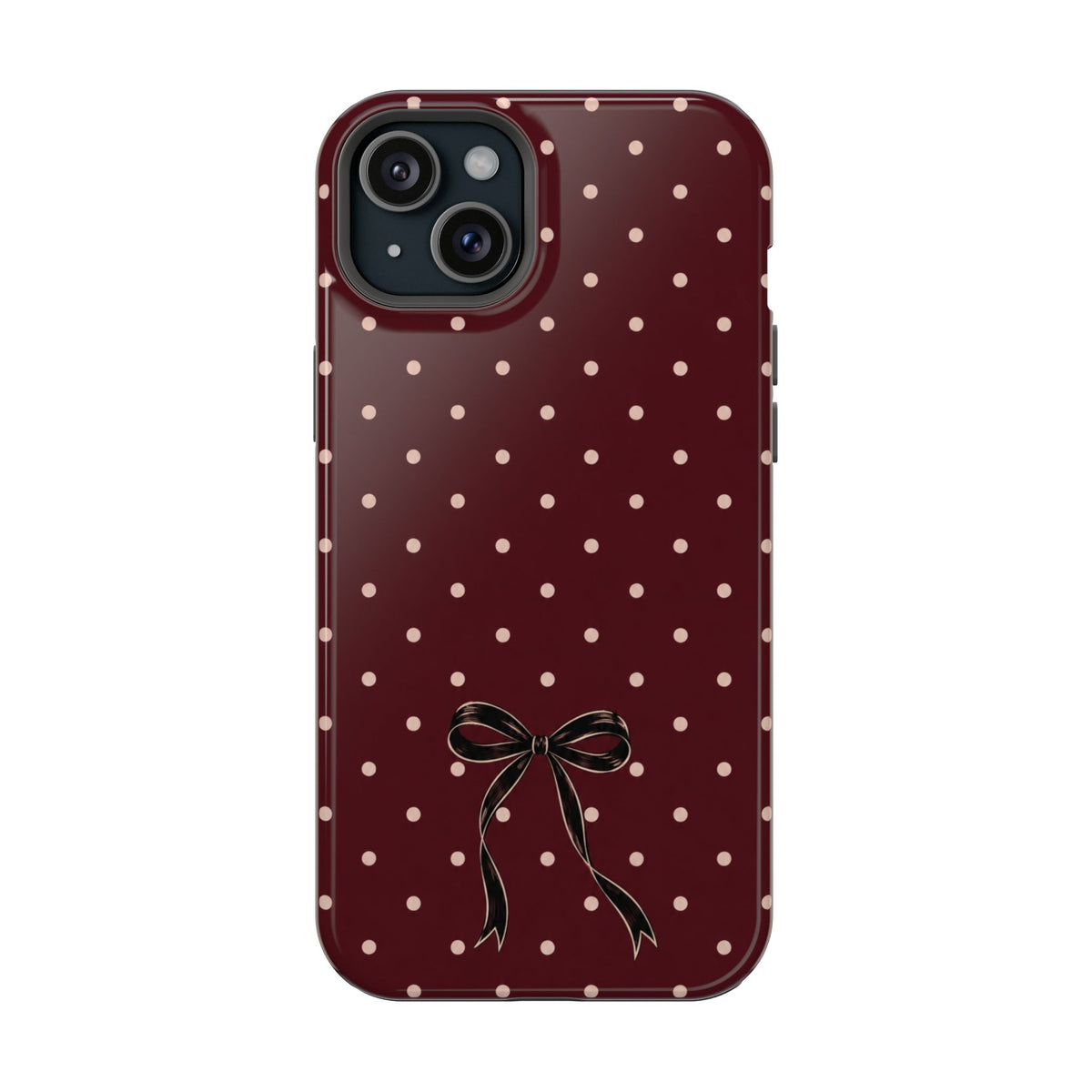 Burgundy Polka Dot Magnetic Phone Case, alternate view