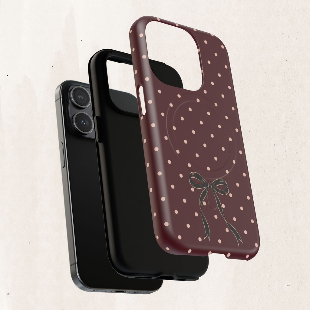 Burgundy Polka Dot Magnetic Phone Case Printify