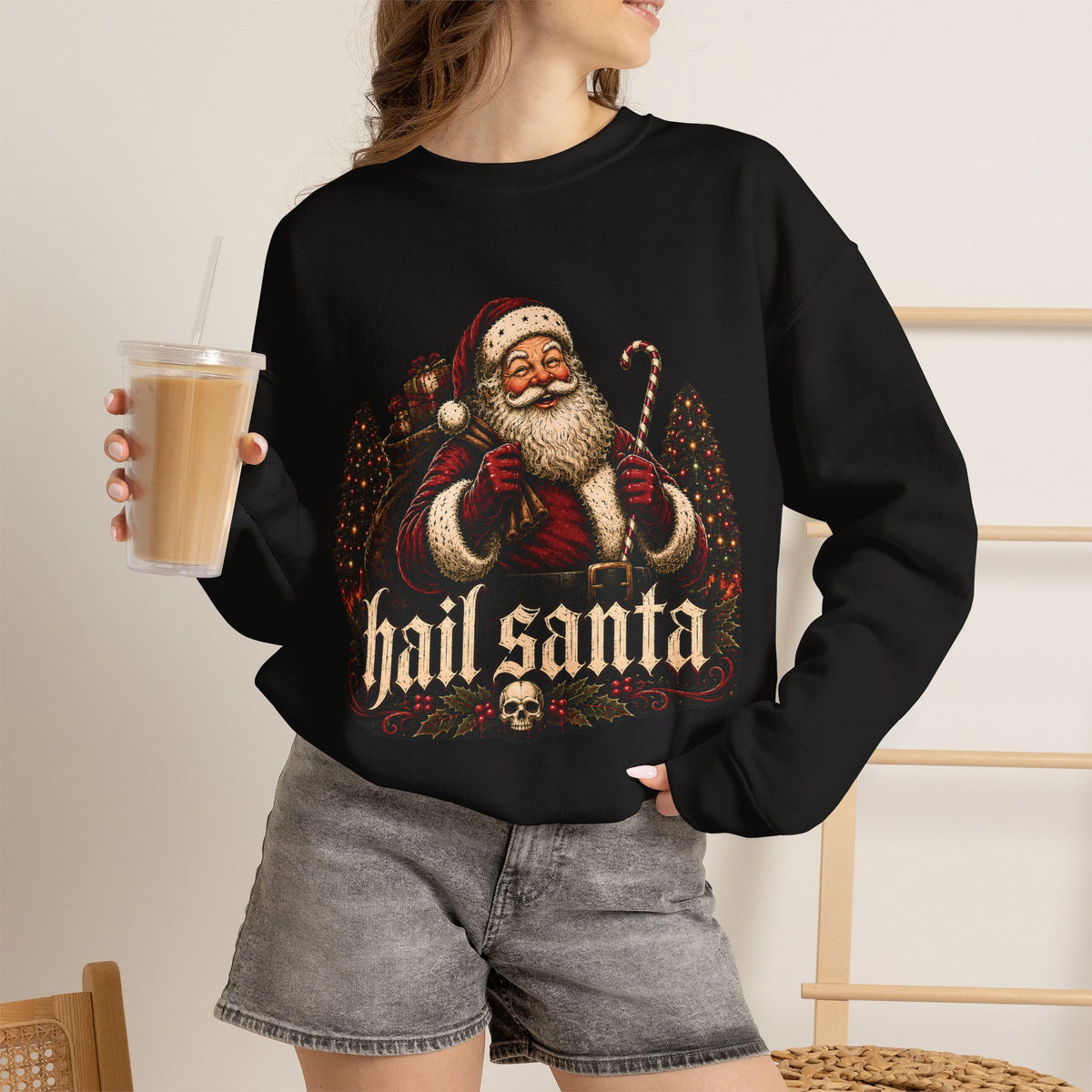 Hail Santa Crewneck Sweatshirt Printify