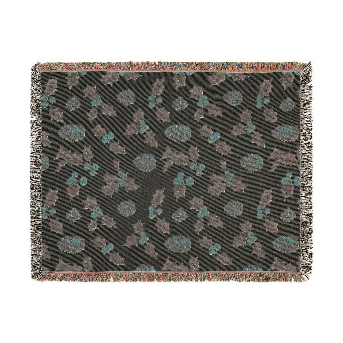 Pinecone & Holly Woven Blanket